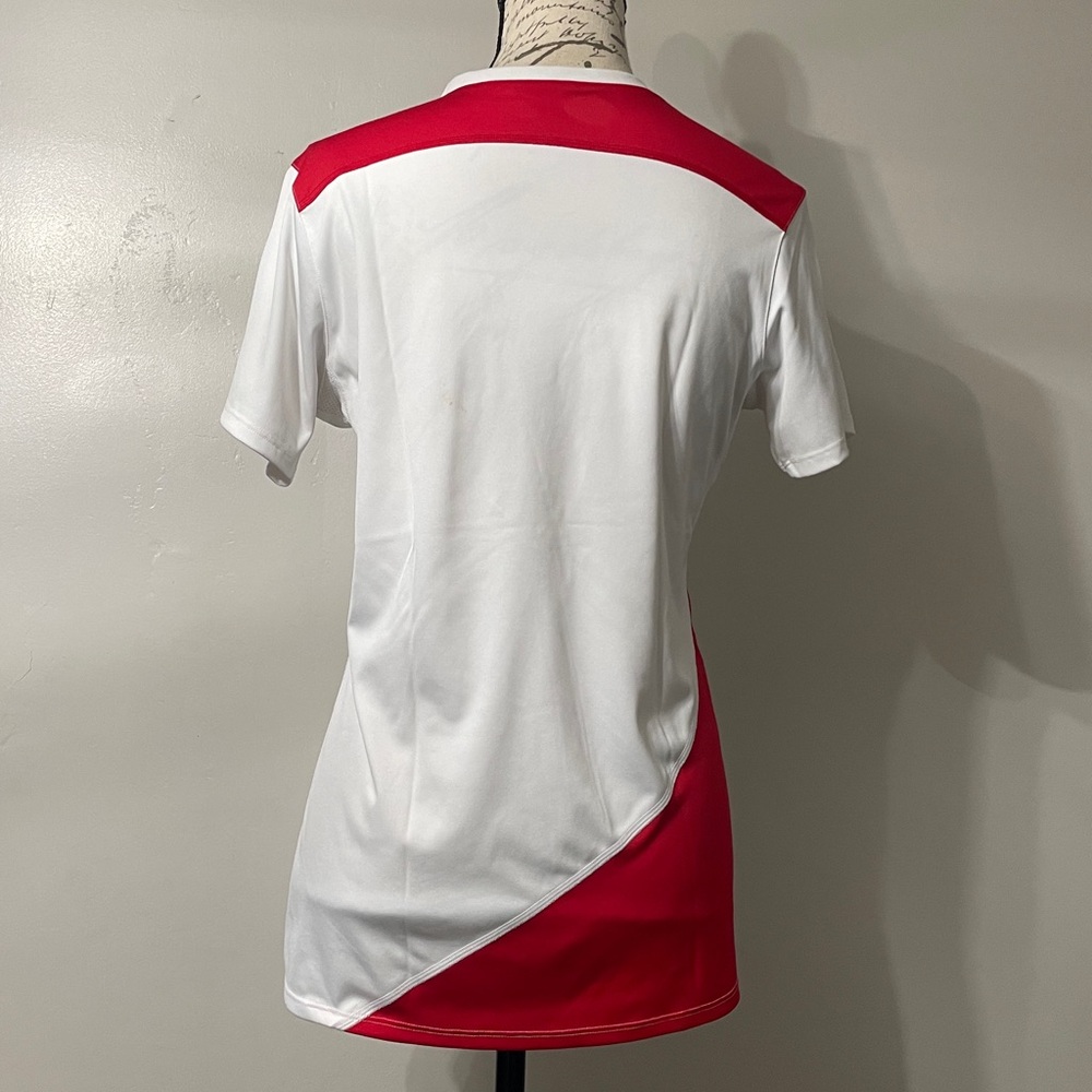 Under Armour Red and White V-Neck Shirt